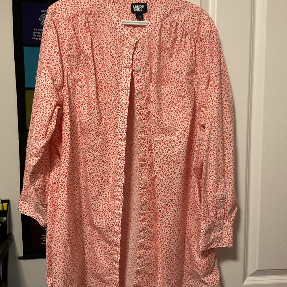 Lands' End Women's Red Patterned Blouse